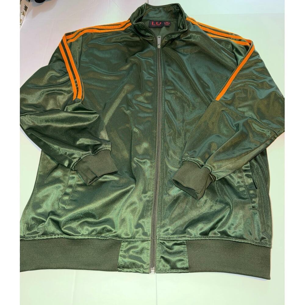 Linea Uomo green track jacket with orange stripes